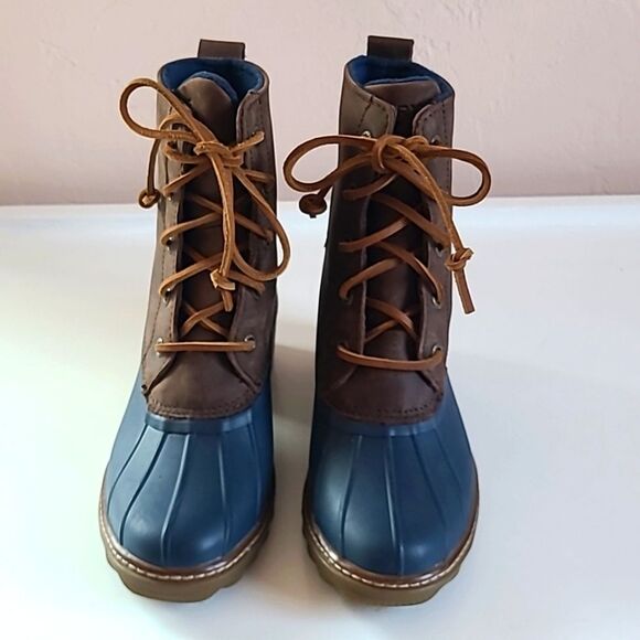 Sperry Women's Saltwater Heel Leather Duck Boot Brown Size 6 - Picture 2 of 15